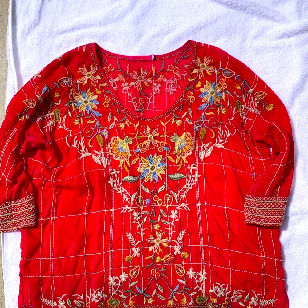 Johnny Was Embroidered Top, xs